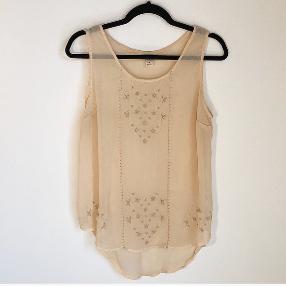 Mossimo Supply Co. Tops - Mossimo Cream/Yellow High-Low Sheer Lace Top!